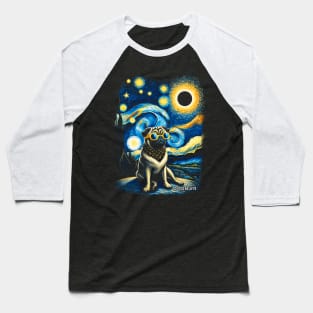 Pug Eclipse Prowess: Stylish Tee Featuring Charming Pug Pals Baseball T-Shirt